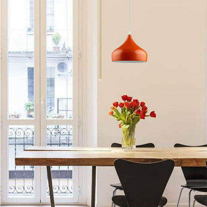 Modern Industrial Orange Curvy Lampshade Ceiling Pendant Light-Application Image