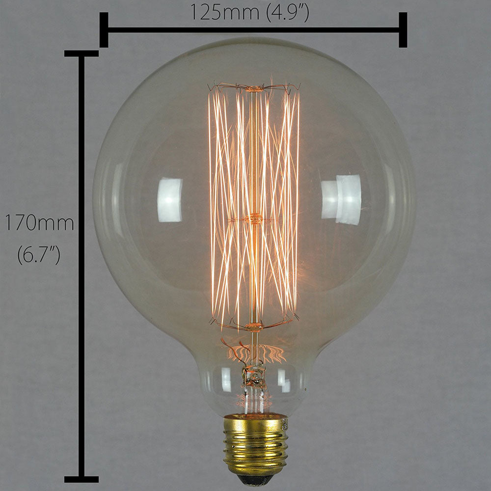 Dimmable G125 E27 40W Globe Industrial Vintage Filament Bulb - Vintagelite