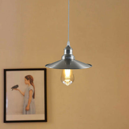 Industrial Metal Flat Shade Hanging Ceiling Pendant Light Fixture-Application Image