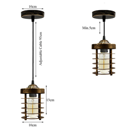 Industrial Vintage Mini Spiral Cage Hanging Pendant Light ~2068