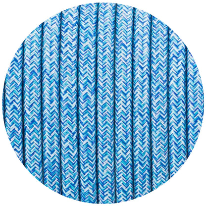 3 Core Round Fabric Braided Electric Textile Cable-Blue Multi Tweed