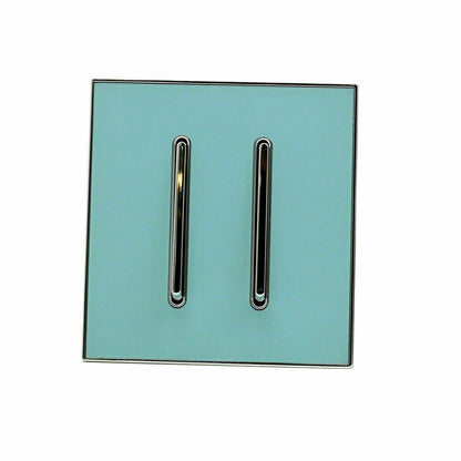 2 Gang Blue Glossy Screw less Wall Light Switch - Vintagelite