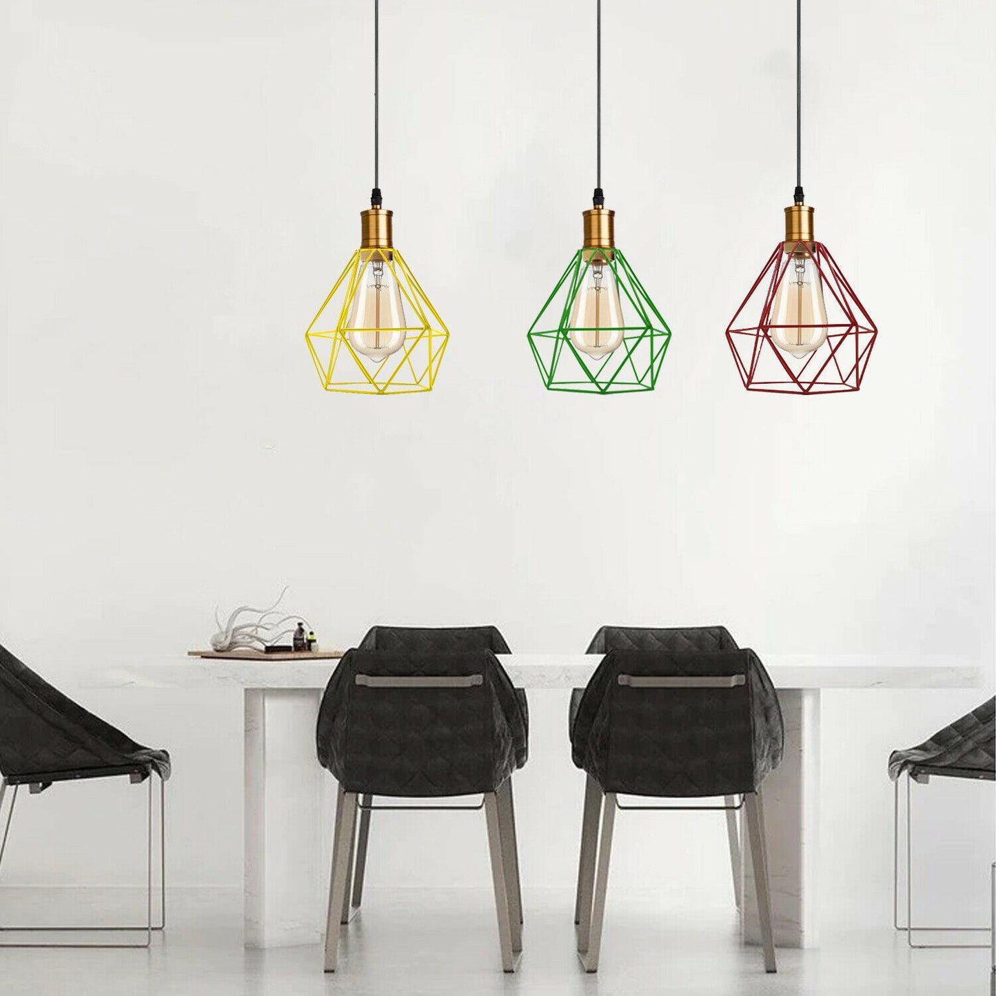 2Pack Diamond Cage Geometric Wire Ceiling Pendant Light Fitting-Application image