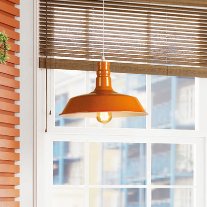 Modern Adjustable Hanging Bowl Orange Pendant Lamp E27 Holder-Application image