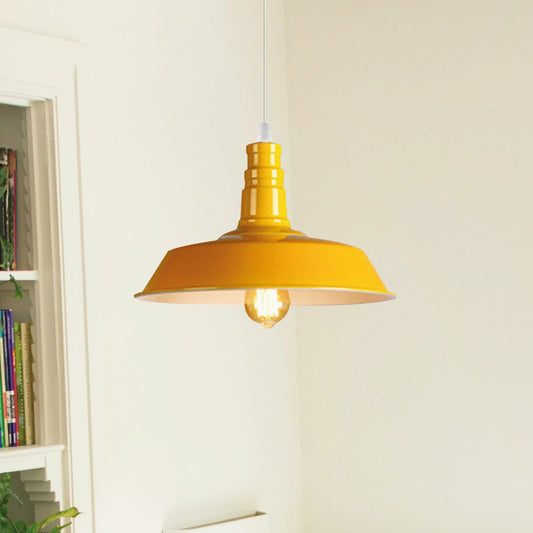 Modern Adjustable Hanging Bowl Yellow Pendant Lamp E27 Holder-application image
