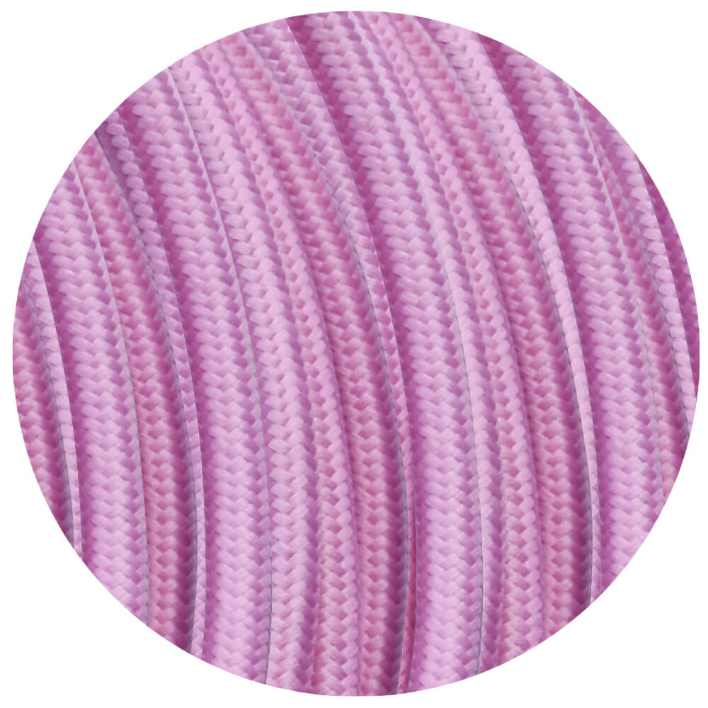 Vintage Baby Pink Fabric 2 Core Round Italian Braided Cable 0.75mm - Vintagelite