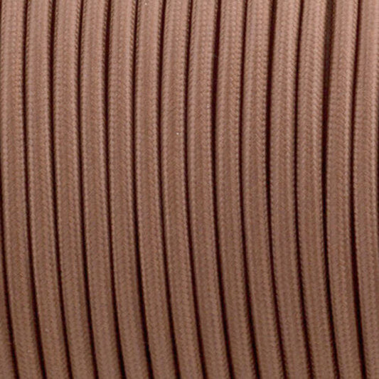 Vintage Light Brown Fabric 2 Core Round Italian Braided Cable 0.75mm - Vintagelite