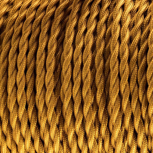 Gold Twisted Vintage fabric Cable Flex0.75mm 3 Core - Vintagelite