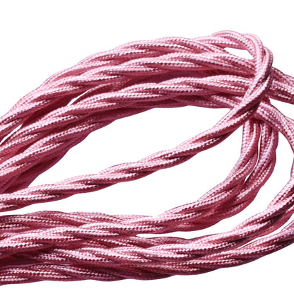 Shiny Pink Twisted Vintage fabric Cable Flex0.75mm 3 Core - Vintagelite