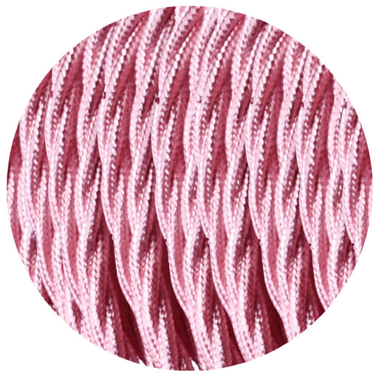 Shiny Pink Twisted Vintage fabric Cable Flex0.75mm 3 Core - Vintagelite