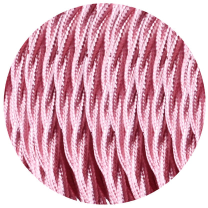 Shiny Pink Twisted Vintage fabric Cable Flex0.75mm 2 Core - Vintagelite