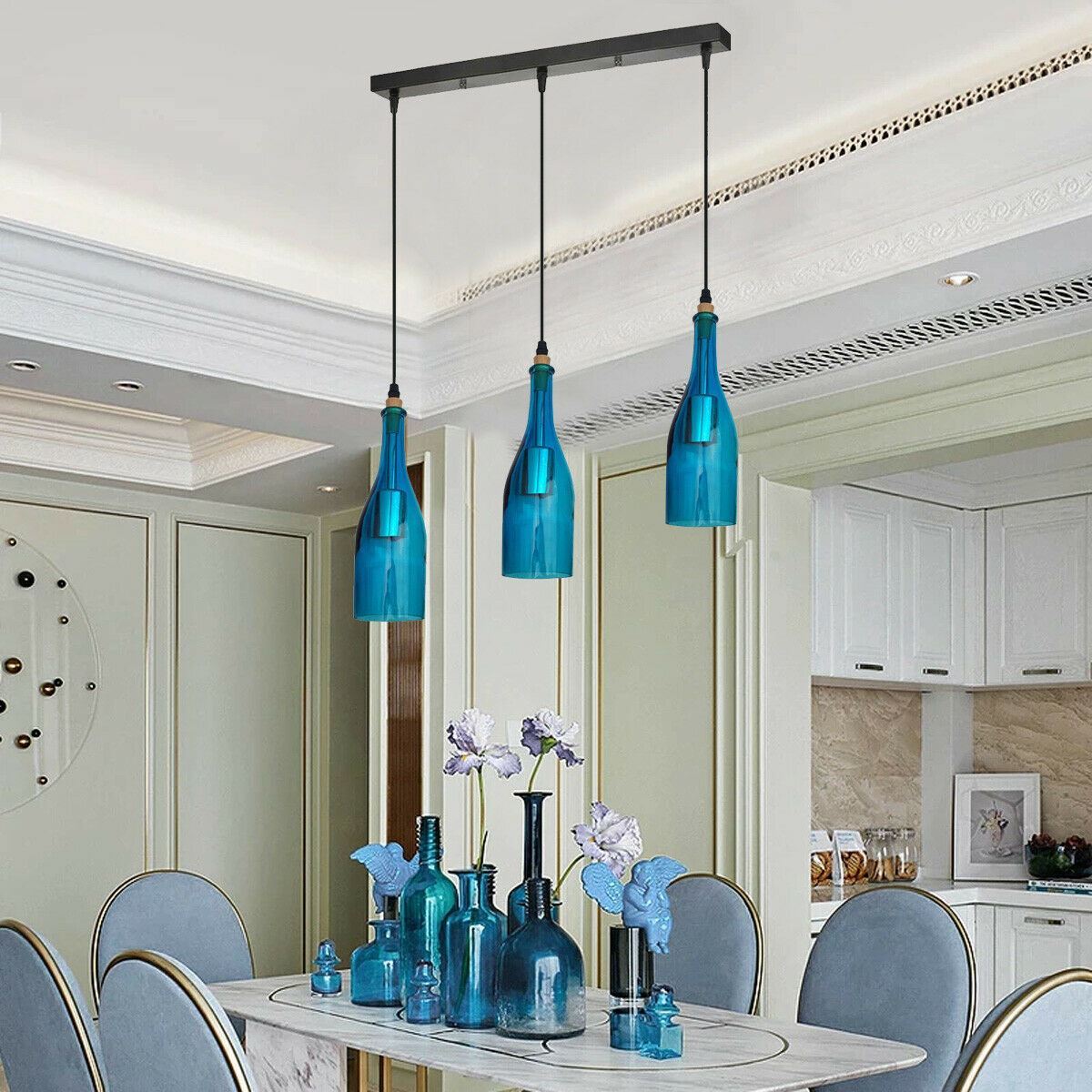 Industrial 3 or 5 Wine Bottle Ceiling Cord Ceiling Pendant Light-Application Image