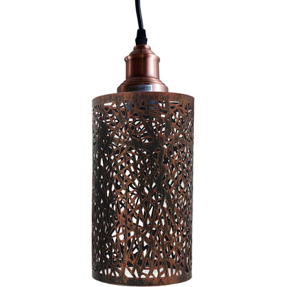 Industrial Drum Cage Shade Rustic Red Ceiling Pendant Light