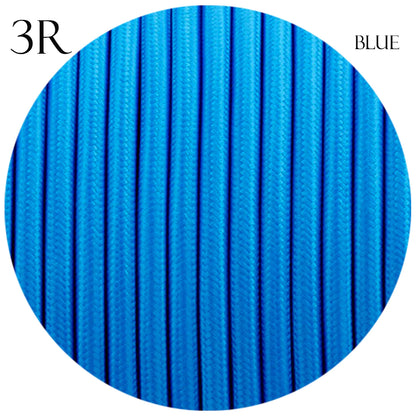 3 Core Round Fabric Braided Electric Textile Cable-Blue