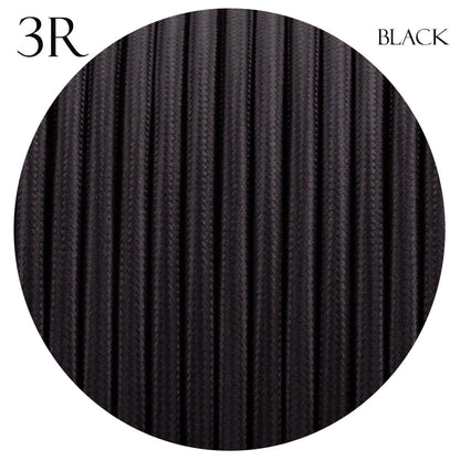 3 Core Round Fabric Braided Electric Textile Cable-Black