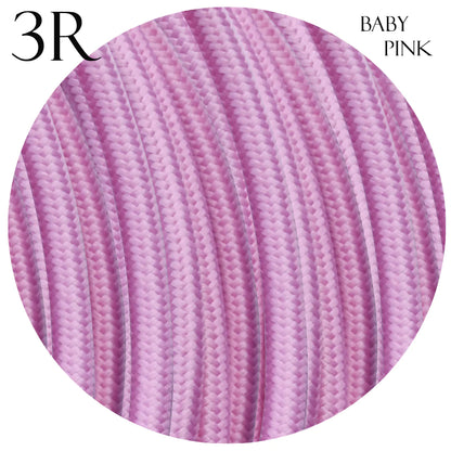 3 Core Round Fabric Braided Electric Textile Cable-Baby Pink