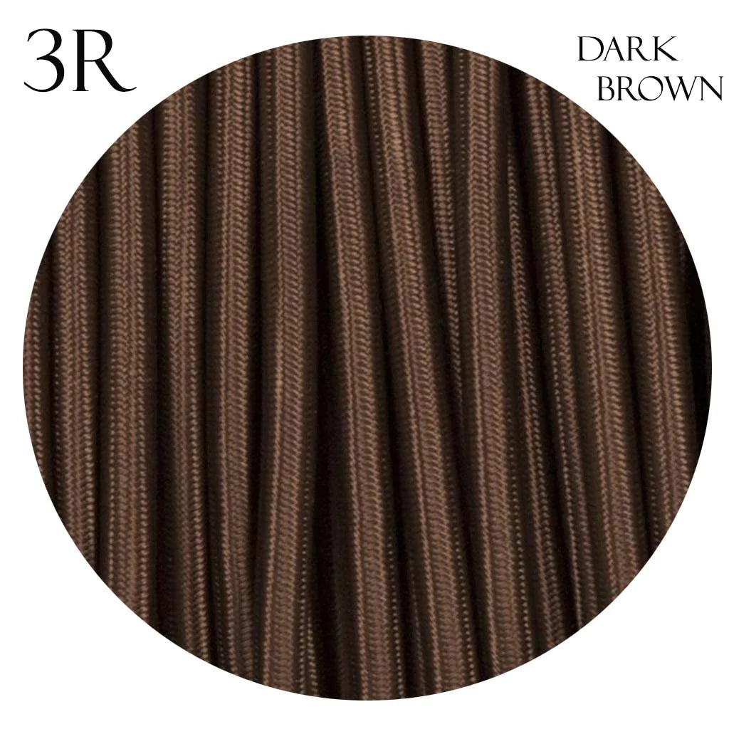 3 Core Round Fabric Braided Electric Textile Cable-Dark Brown