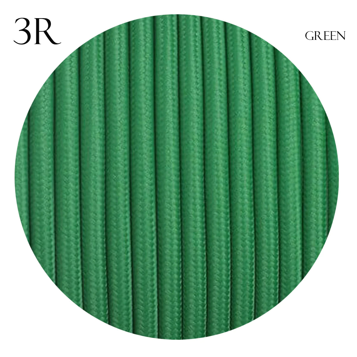 3 Core Round Fabric Braided Electric Textile Cable-Green