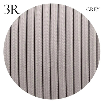 3 Core Round Fabric Braided Electric Textile Cable-Grey