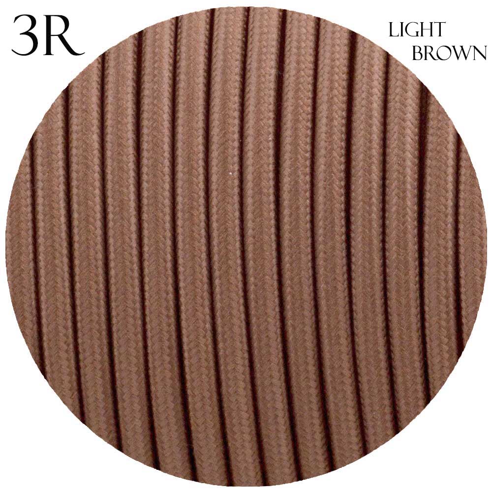 3 Core Round Fabric Braided Electric Textile Cable-Light Brown