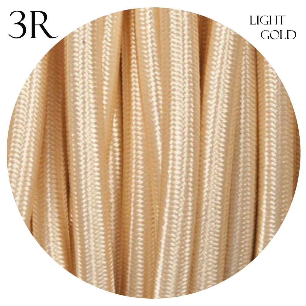 3 Core Round Fabric Braided Electric Textile Cable-Light Gold
