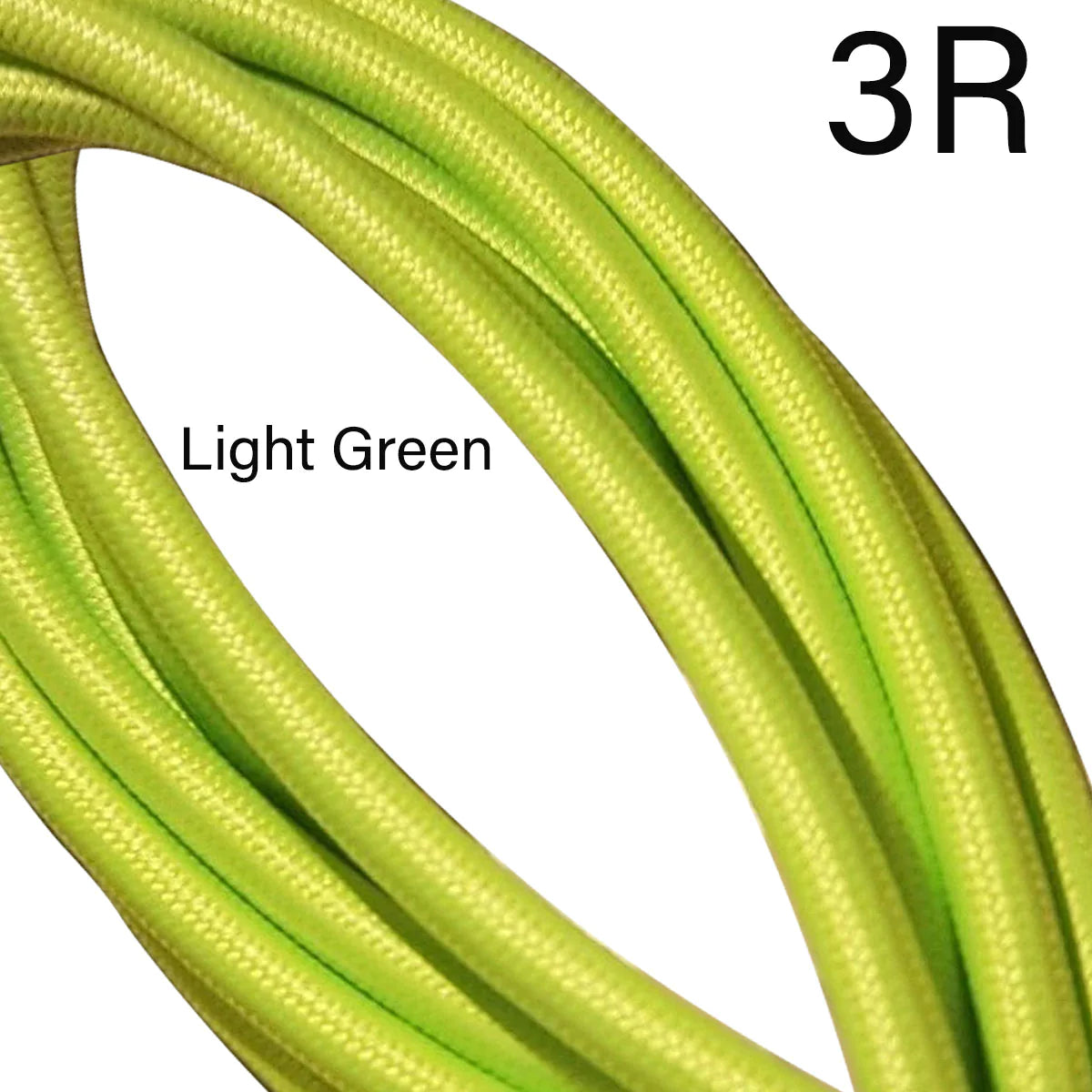 3 Core Round Fabric Braided Electric Textile Cable-Light Green