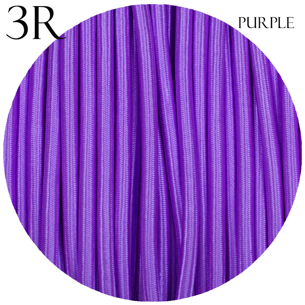 3 Core Round Fabric Braided Electric Textile Cable-Purple
