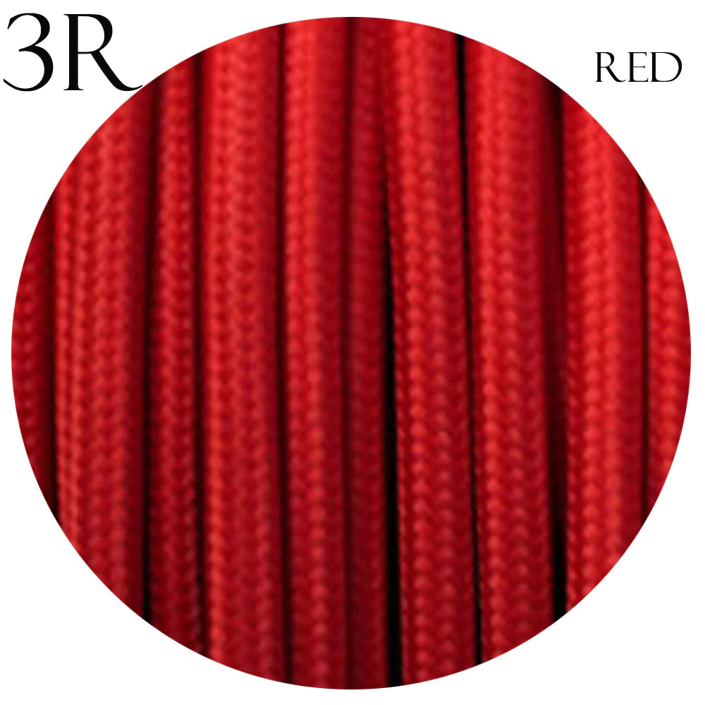 3 Core Round Fabric Braided Electric Textile Cable-Red