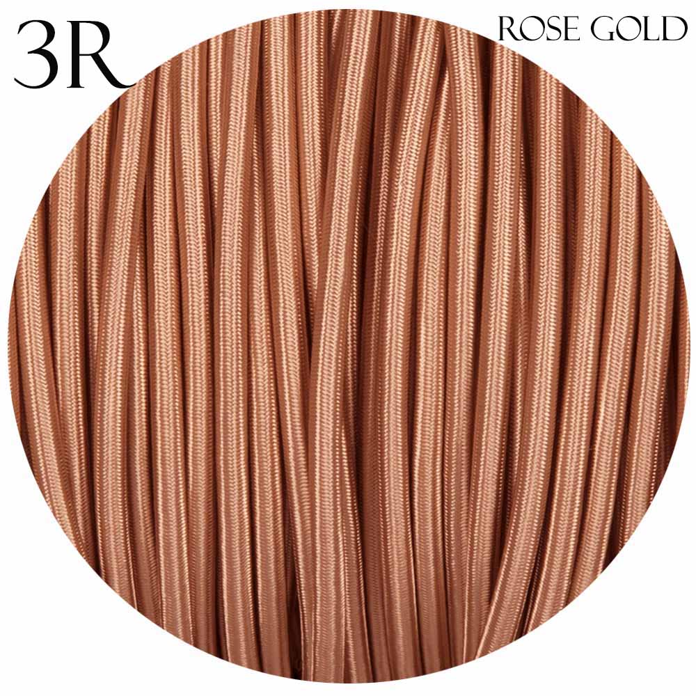 3 Core Round Fabric Braided Electric Textile Cable-Rose Gold