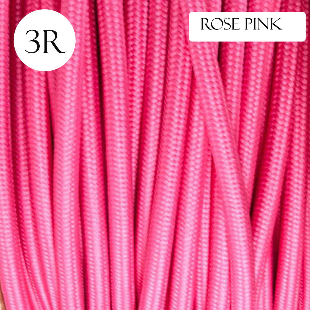 3 Core Round Fabric Braided Electric Textile Cable-Rose Pink