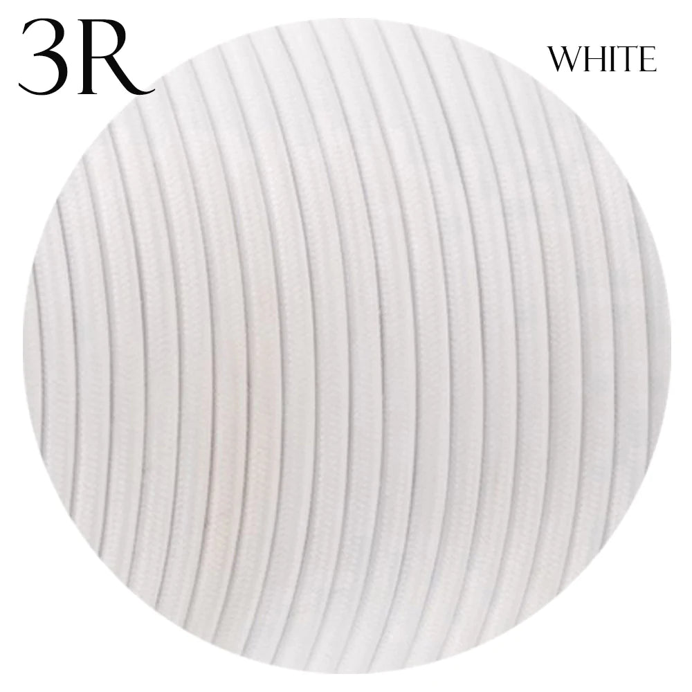 3 Core Round Fabric Braided Electric Textile Cable-White
