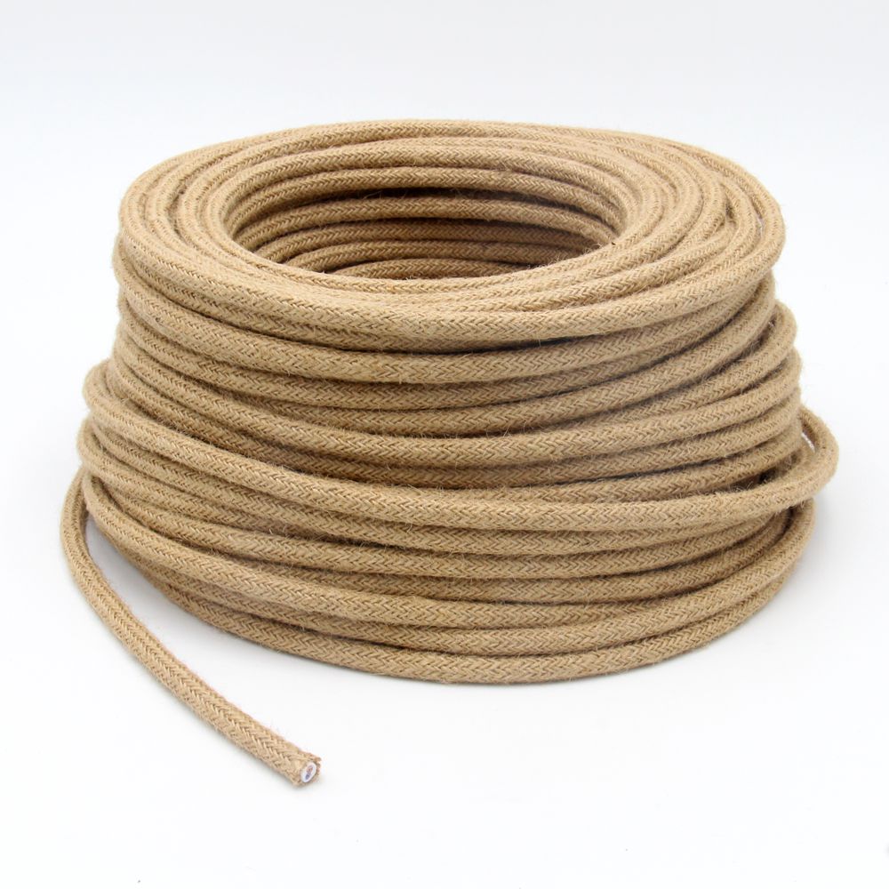 Vintage Hemp Fabric 3 Core Round Italian Braided Cable 0.75mm - Vintagelite