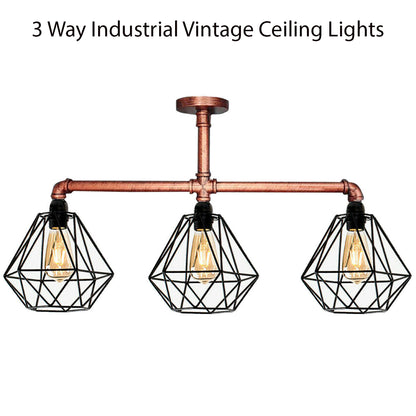 Industrial Vintage Ceiling Lights Metal Pipe Retro Loft Pendant Lamps~1862