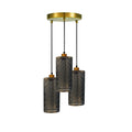 3-Way Drum cage Brushed Brass Copper Pendant Light