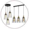 Vintage Industrial Pendant Light with Metal Wire Cage