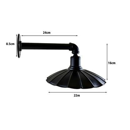 Retro Black Wall Mounted Metal Pipe Wall Sconce - Indoor Light Fixture-Size image