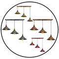 Brushed Brass Industrial 3 Head Metal Cone Shade Pendant Light
