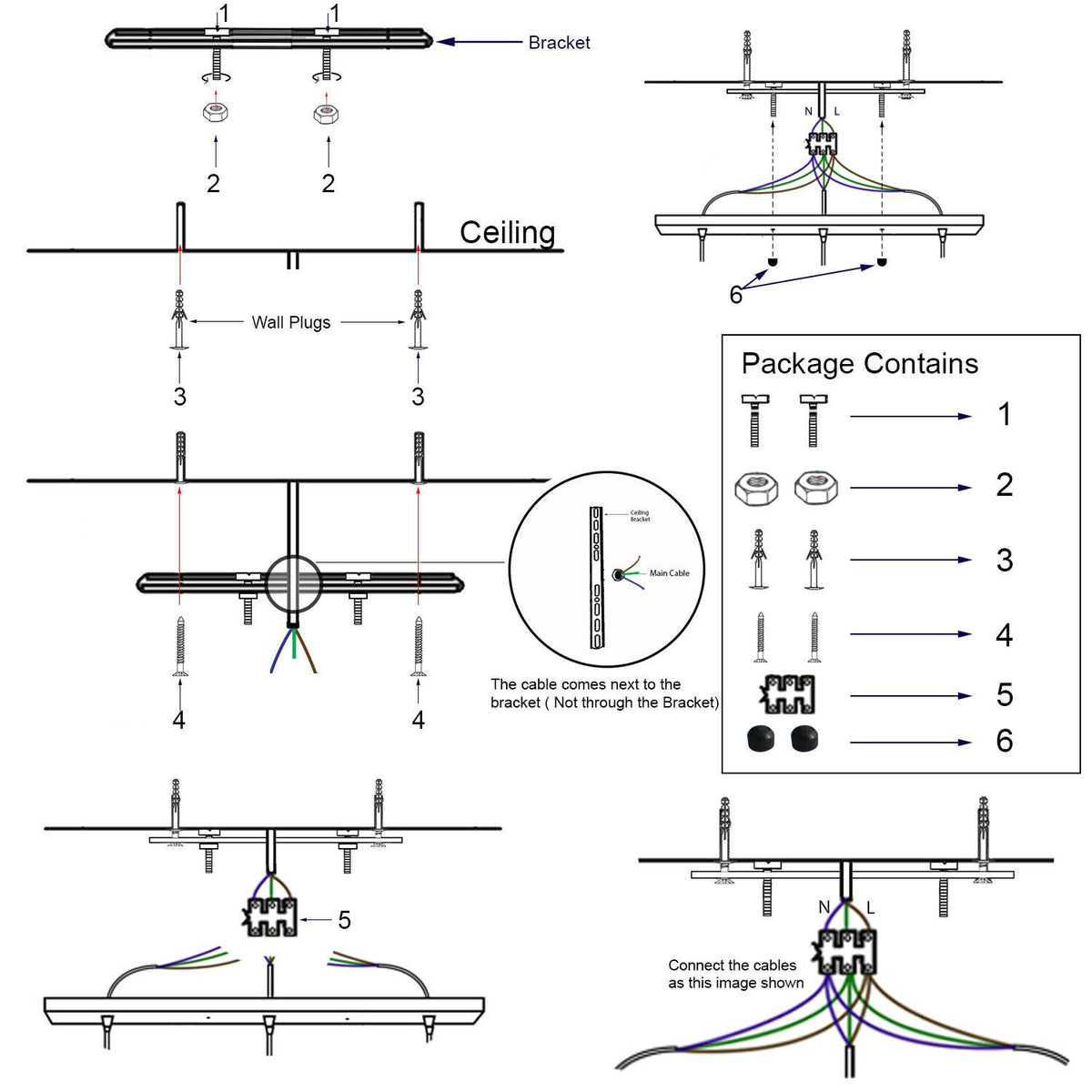 Satin Nickel Modern 3 Way Outlet Ceiling Rose Pendant Lights- Detail IMage