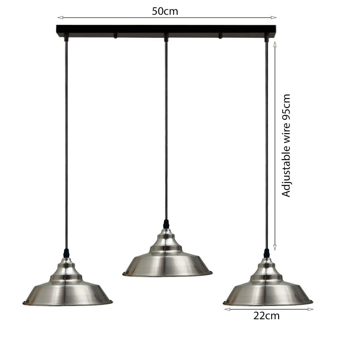 Satin Nickel Modern 3 Way Outlet Ceiling Rose Pendant Lights-Size image