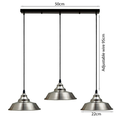 Satin Nickel Modern 3 Way Outlet Ceiling Rose Pendant Lights-Size image