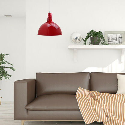 Modern Industrial Red Curvy Lampshade Ceiling Pendant Light-Application Image