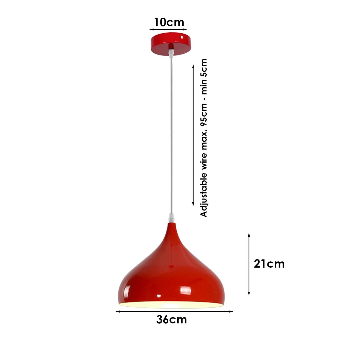 Modern Industrial Red Curvy Lampshade Ceiling Pendant Light-Size Image