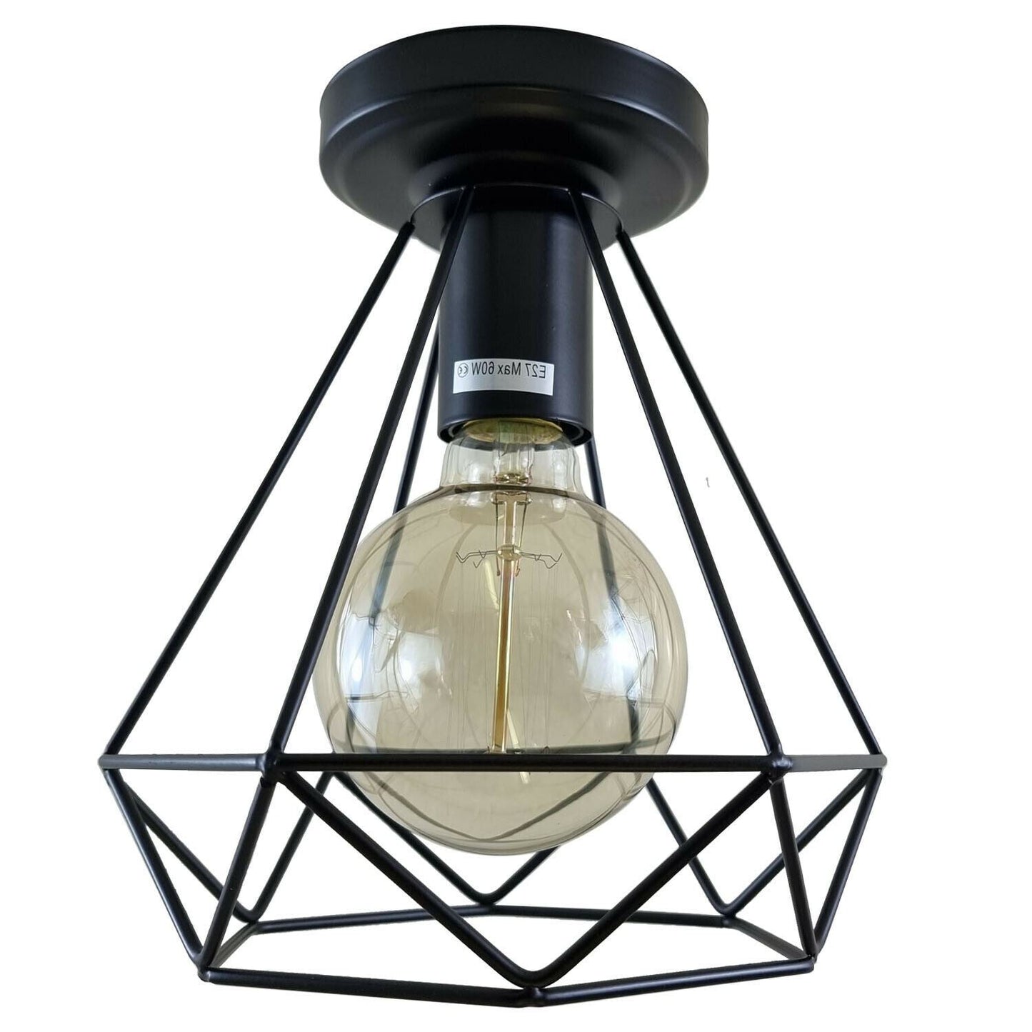 Vintage Industrial Retro Style Flush Ceiling Light Lamp Black
