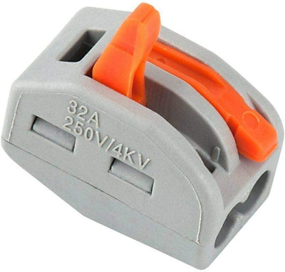 2 Way Reusable spring lever terminal block electrical cable clamp wire 2 connector~new
