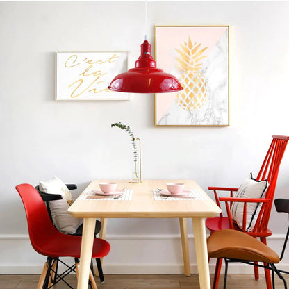 Modern Industrial Red Curvy Lampshade Ceiling Pendant Light-Application Image