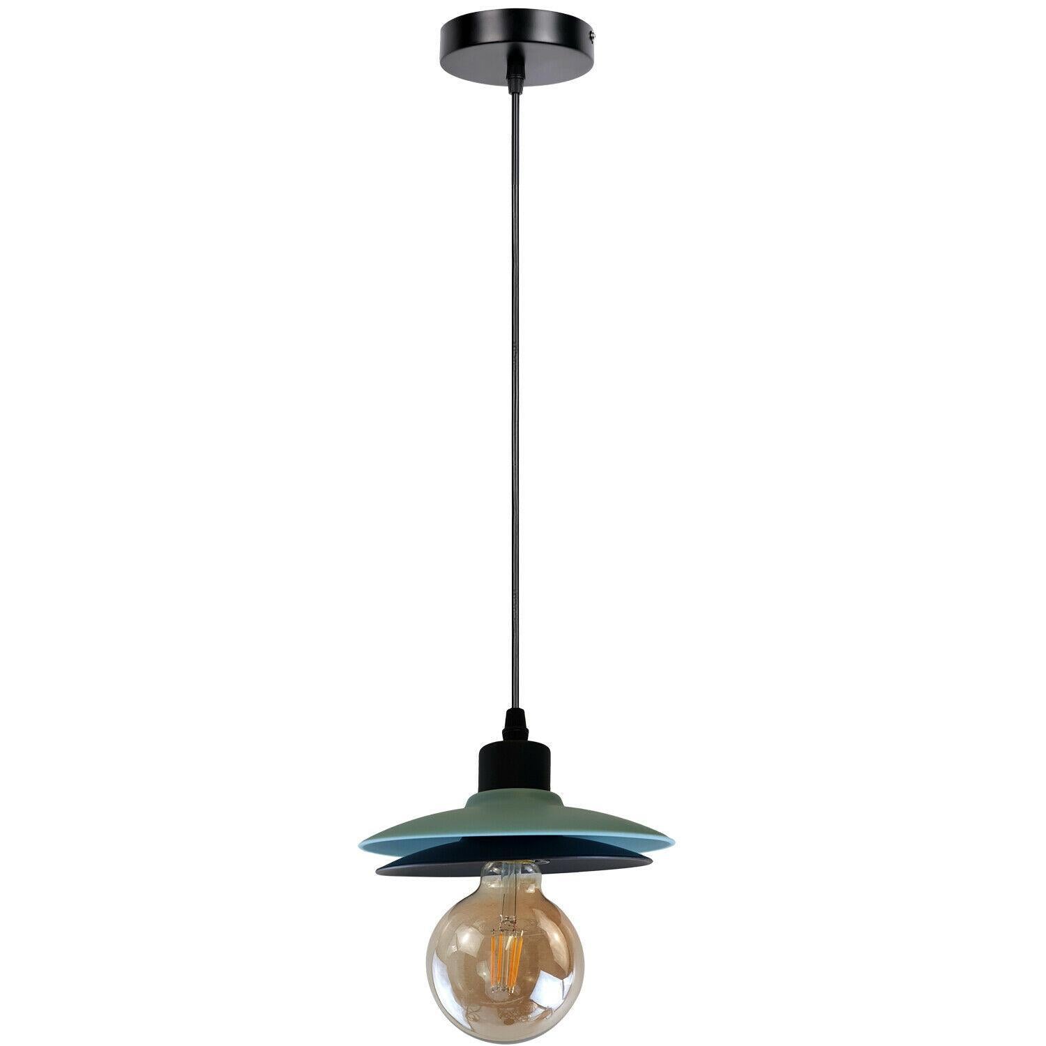 Double shade 2Pack Black And Blue Shade Ceiling Pendant Light