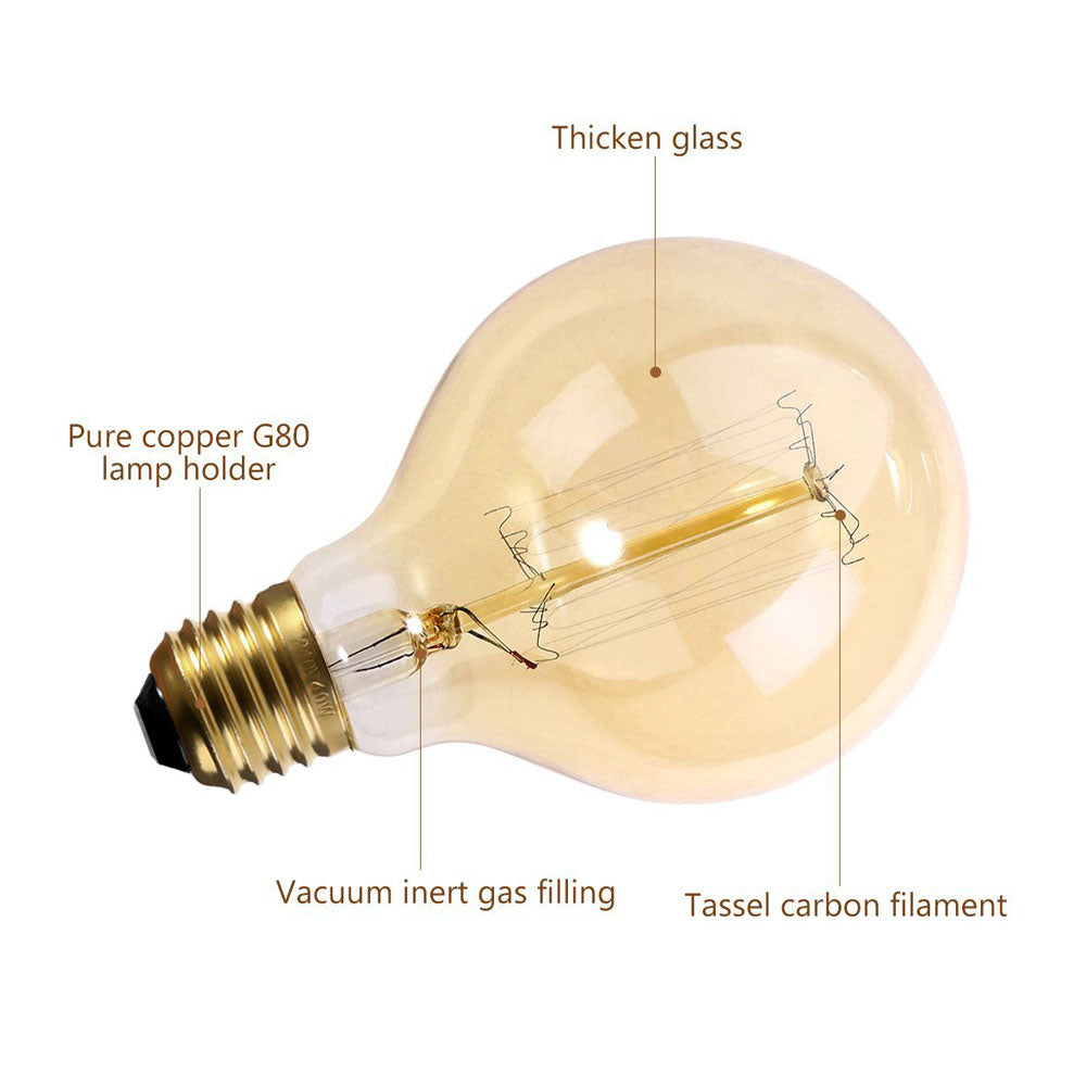 Dimmable G80 E27 60W Globe Industrial Vintage Filament Bulb - Vintagelite