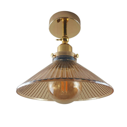 Vintage Modern Ceiling Pendant Light Flush Mount  Amber Glass Shade