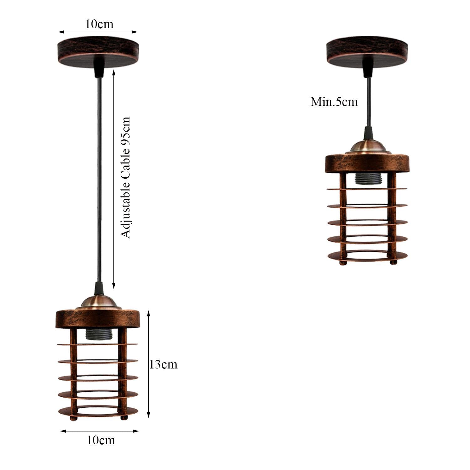 Industrial Vintage Mini Spiral Cage Hanging Pendant Light -Size Image