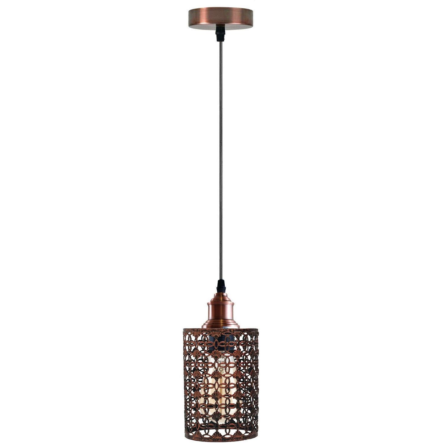Industrial Drum Cage Shade Rustic Red Ceiling Pendant Light